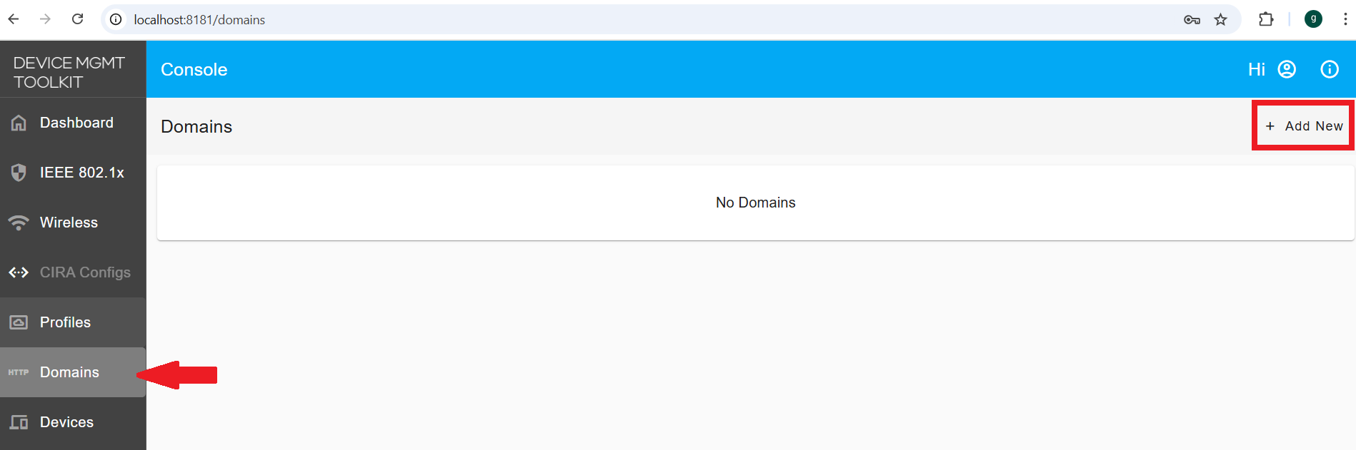 Figure 4: Create a new Domain profile